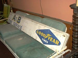 Large Wood Goodyear Tire Sign Hand Painted