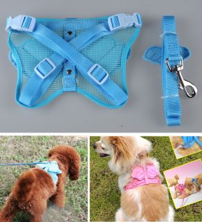 New Angel Wings Pet Dog Adjustable Safety Harness Mesh Leash 2 Colors