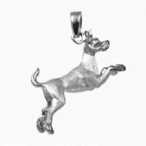 Doberman Pinscher Dog 3D Charm Sterling Silver 25 16