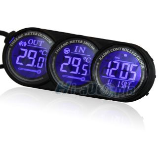 LED Digital Car Inside Outside Temp Thermometer Calendar Clock Button Batteries