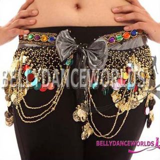 Belly Dance Costume Hip Scarf Wrap Skirt Gold Coin 5Clr