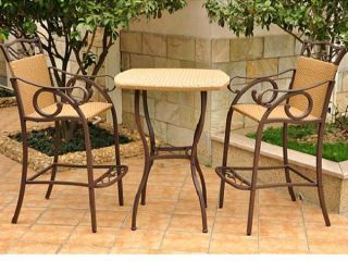 Valencia Resin Wicker Steel Bar Bistro Set Table Chairs