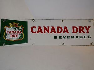 Vintage C 1950 Canada Dry Ginger Ale Beverages Soda Pop 24" Porcelain Metal Sign