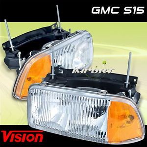 GMC 94 97 S15 Sonoma Pair Left Right Headlight Assembly Amber Corner Side Signal