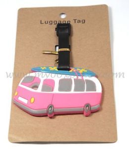Pink Surf Bus Luggage Tag Kid School Bag Tag ID Tag Name Tag