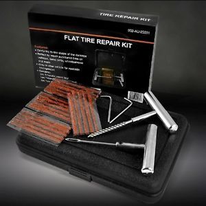 44pc DIY Fix Flat Tire Repair Kit Cars Truck Motorcycle w Home Plug Patch Tires