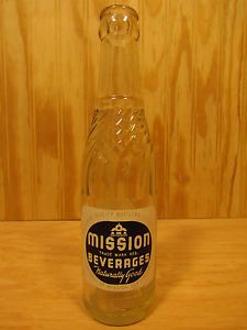 Antique Vintage Mission Beverages Soda Pop Glass Bottle Saginaw Michigan 7oz