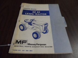 Massey Ferguson MF 85 Lawn Tractor Parts Catalog Manual 651405M92