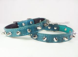 New Spiked Studded Green PU Leather Collars Small Dog Cat Puppy Pet Collar S