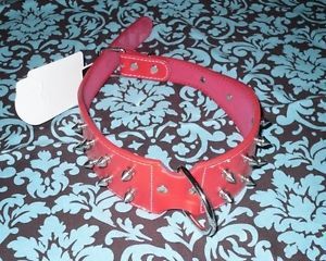 18 21" Extra Large L XL 2" Wide Leather Spiked Studded Dog Collar Engravable Red