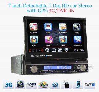 Single 1 DIN Car CD DVD Player GPS Digital TV DVB T iPod Bluetooth Free Camera