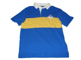 Polo Ralph Lauren Blue Yellow Lion Crest Rugby Shirt XL