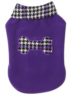 East Side Collection Ultra Violet Houndstooth Dog Coat Jacket Velcro Easy On