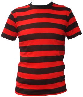 Mens Black and Red Striped T Shirt