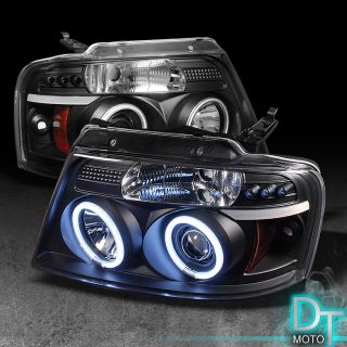 Black 04 08 Ford F150 CCFL Dual Halo Projector LED Headlights Lights Left Right