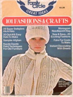Vtg 70s Knit Crochet Patterns Family Circlesweater Hat Leg Warmers Vest VTNS