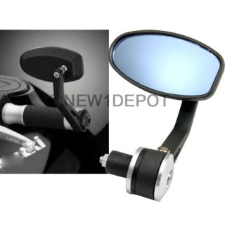 New 1pc Motorcycle Black Silver Handlebar End Rear Side Mirror Fit 7 8'' Bar End