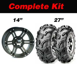 ITP SS212 Black 14" ATV Wheels on 27" Maxxis Zilla Tires for Can Am Outlander