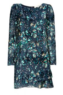Emerald/Navy Embellished Velvet Dress by VANESSA BRUNO