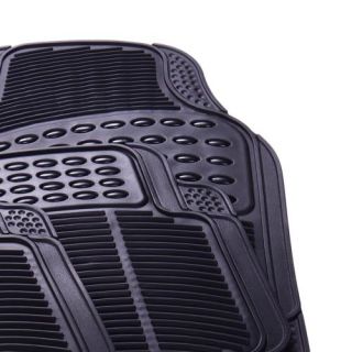 Universal Black Rubber Mat 4 PC Trimmable Car Floor Mats Cars Truck SUV New