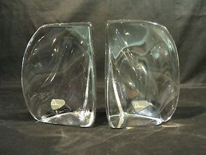 Beautiful Pair Vintage Daum France Mid Century Crystal Art Glass Bookends