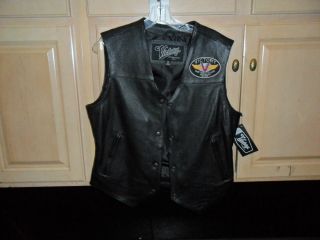Black Leather Motorcycle Vest Womens M Victory 285430903