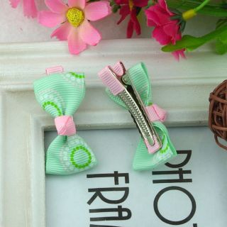 One Pair 2pcs Lovely Cute Green Barrettes Hairclips Baby Girl Toddler 047