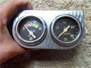 Vintage Stewart Warner Gauge Panel Vacuum Oil Pressure