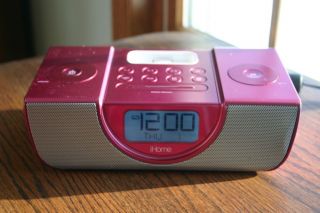 iHome IP42 Dual Alarm Clock Radio for iPod and iPhone Pink