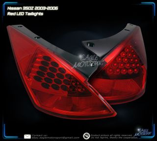 2003 2005 Nissan 350Z LED Red Clear Tail Lights Driver Passenger Rear Lamps