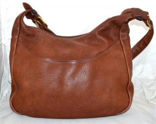 Libaire Brown PEBBLED Leather Shoulder Bag with Multiple Pockets Made in USA