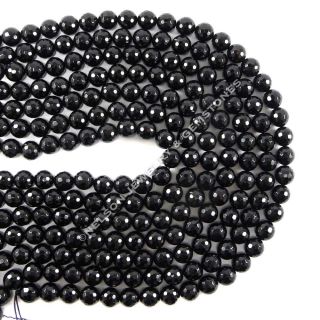 Black Agate Onyx Beads Top Grade A Faceted Round Gemstone Beads Multiple Sizes