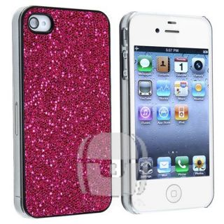2X iPhone 4 4S Accessories Pink Bling Diamond Glitter Cover Case Sync Cable
