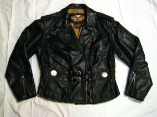 Harley Davidson Embossed Leather Motorcycle Jacket Sz Large Beautiful Jacket
