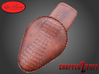 LaRosa Harley Chopper Bobber Solo Seat Brown Alligator Skin Texturized Leather