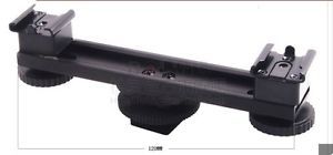 Hot Shoe Extension Bar Dual Mount Bracket for DV Camera LED Light Mic SLR