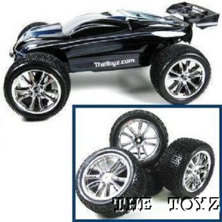 Traxxas Mini 1 16 Revo Chrome Wheels and Tires Toyz 201 Chrome