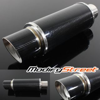 N1 Style 3" in 4" Out Real Carbon Fiber Wrap Muffler Exhaust for Turbo Engines