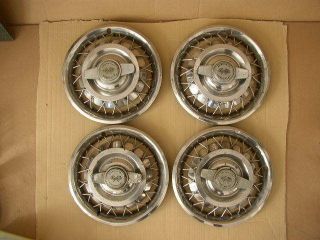Vintage Set of 4 62 64 Corvair Chevy II 14" Wire Hub Caps Wheel Covers