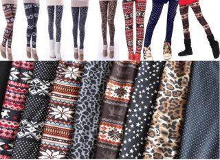 New Fashion Womens Soft Knitted Warm Multi Patterns Leggings Tights Pants Winter