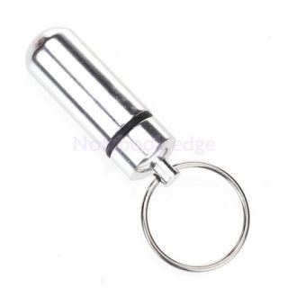 Waterproof 1" Silver Pill Fob Case Box Holder Container Keychain Camping Outdoor