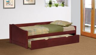Cherry Finish Wood Twin Size Day Bed Daybed with Trundle New