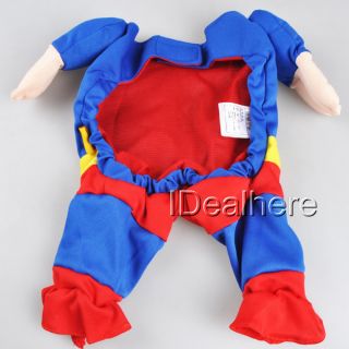Pet Cat Dog Puppy Cotton Clothes Costumes Superman Suit Size XS s M L XL