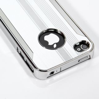 Luxury Steel Chrome Deluxe Case Cover for iPhone 4 4S Free Screen Protector Pen