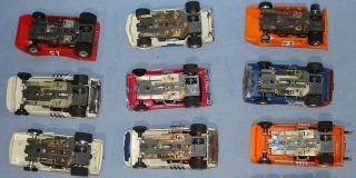 Aurora AFX Slot Car Racing Runners Lot 9 Bodies Chassis Hoods Roofs Trunks 1 64