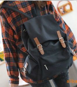Fashion Vintage Women Casual Canvas Leather Backpack Rucksack Bookbags Bag