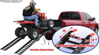 7' Folding ATV Truck Ramps Lawn Mower Trailer Ramp Kit
