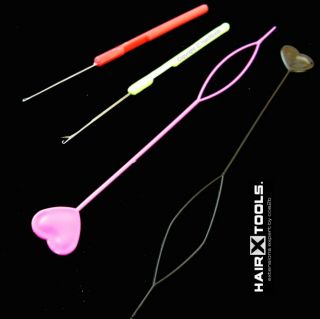 4pc x Heart Style Plastic Micro Ring Loader E Z Threader Hook Needle Tool Kit