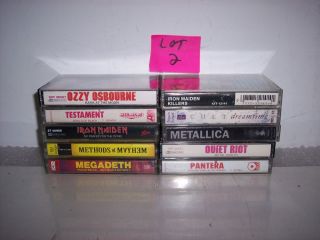 Lot of 10 Great Heavy Metal Cassettes Pantera Metallica Megadeth Ozzy Lot 2