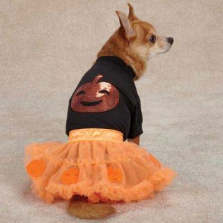 Zack Zoey Pumpkin Halloween Dog Costume Pet Puppy Orange Skirt Choose Size